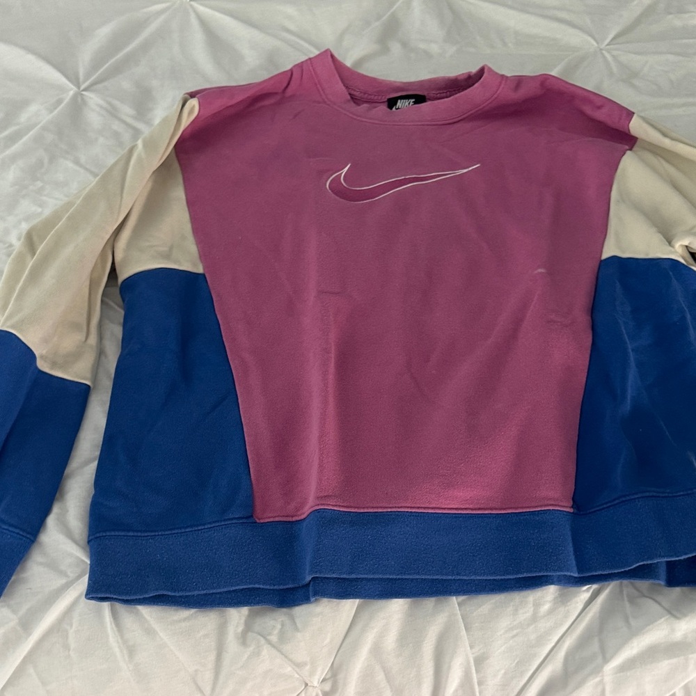 Nike Pink and Blue Colorblock Sweatshirt